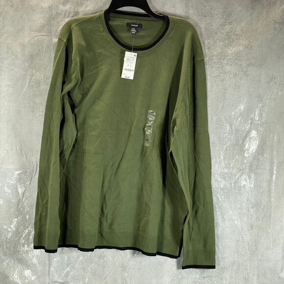 ALFANI Men's Costa Green Contrast Edge Crewneck Long-Sleeve Sweater SZ 2XL - Picture 1 of 11